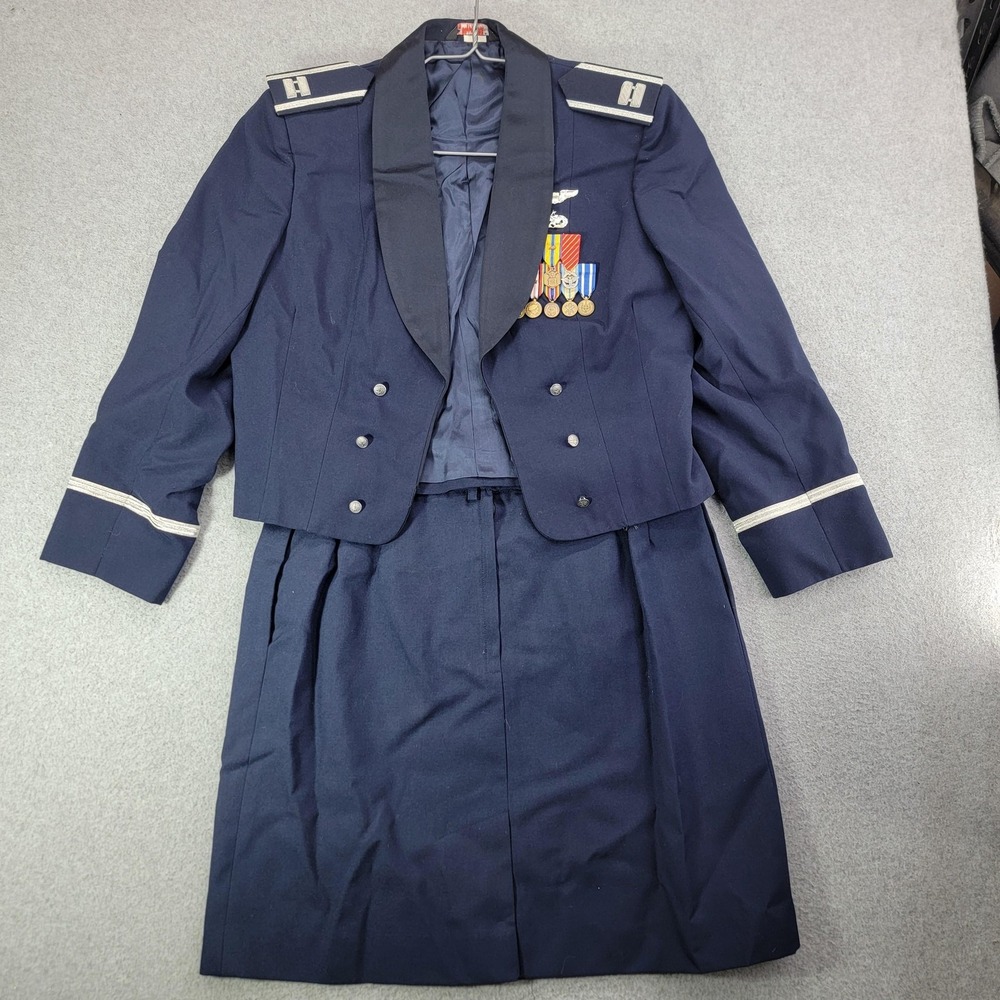 Vintage USAF Air Force Womens Jacket Skirt Set 16 Blue Uniform Patriot 90s